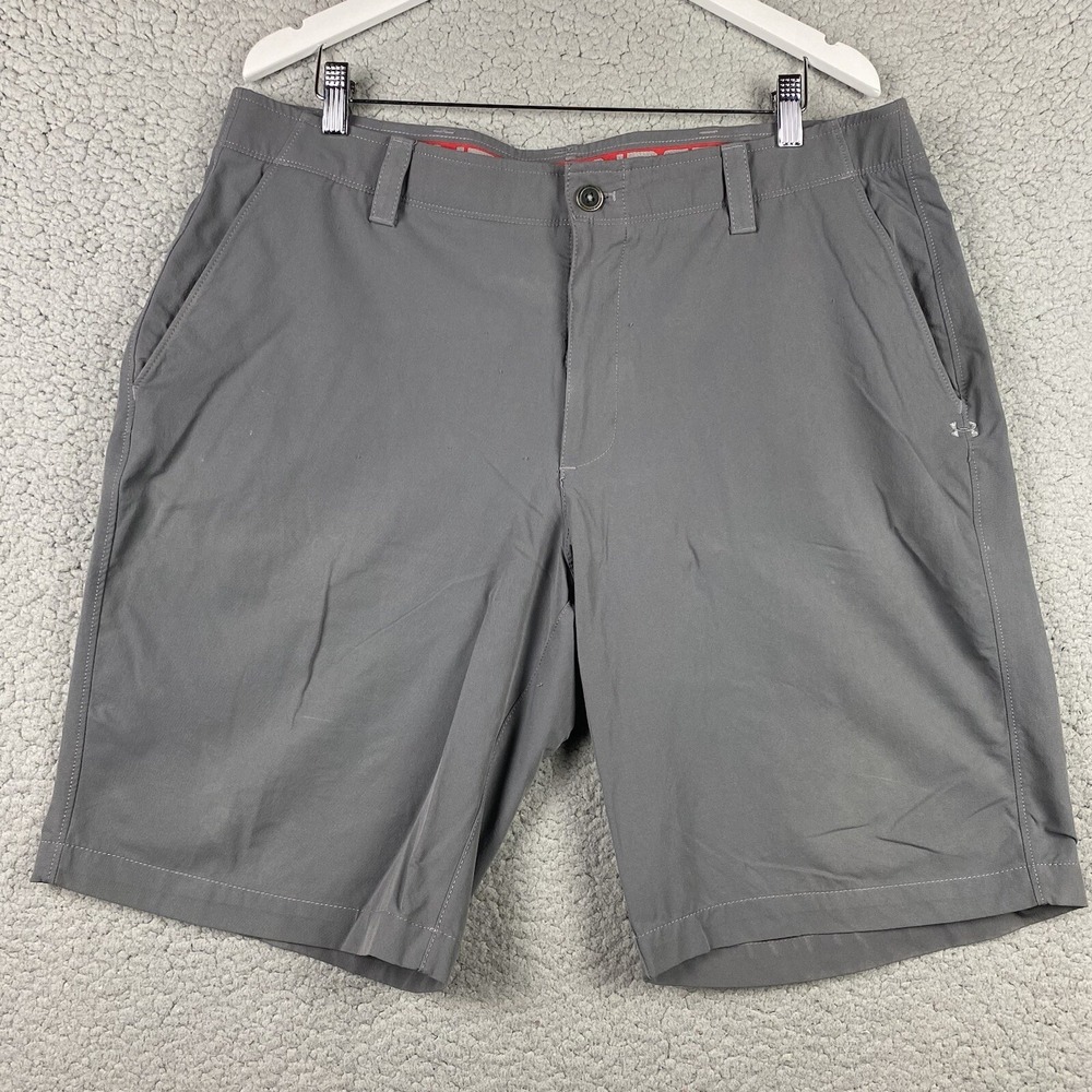 Under Armour Shorts 40W Loose HeatGear Golf Flex Elastic Flat 11" Chino *READ